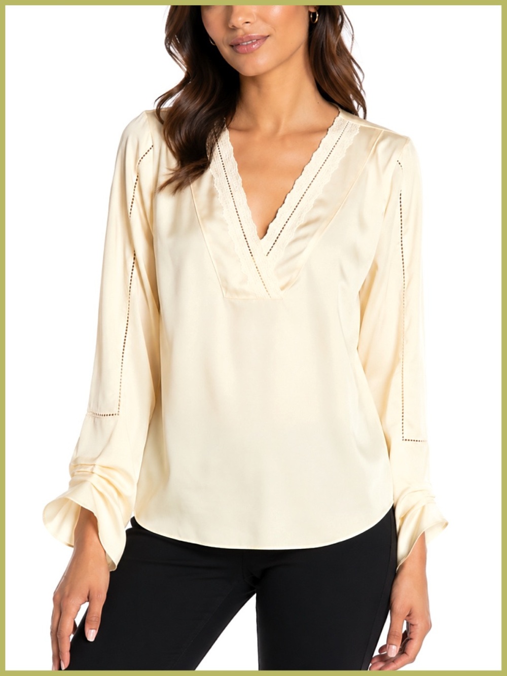 Laundry by Shelli Segal Almond Yellow Satin Blouse